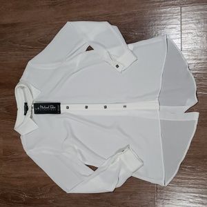 (M) NWT Michael Tyler Ivory Made in Canada Sheer Blouse Formal Occasion